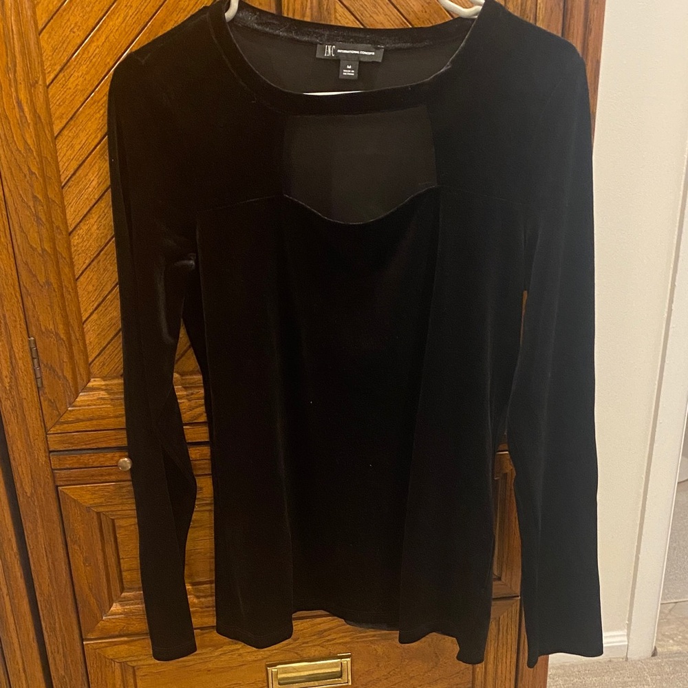 INC International Concepts Elegant Black Velvet Top